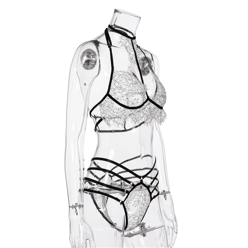 Halter Lace Bra Sexy Lingerie Set Site View